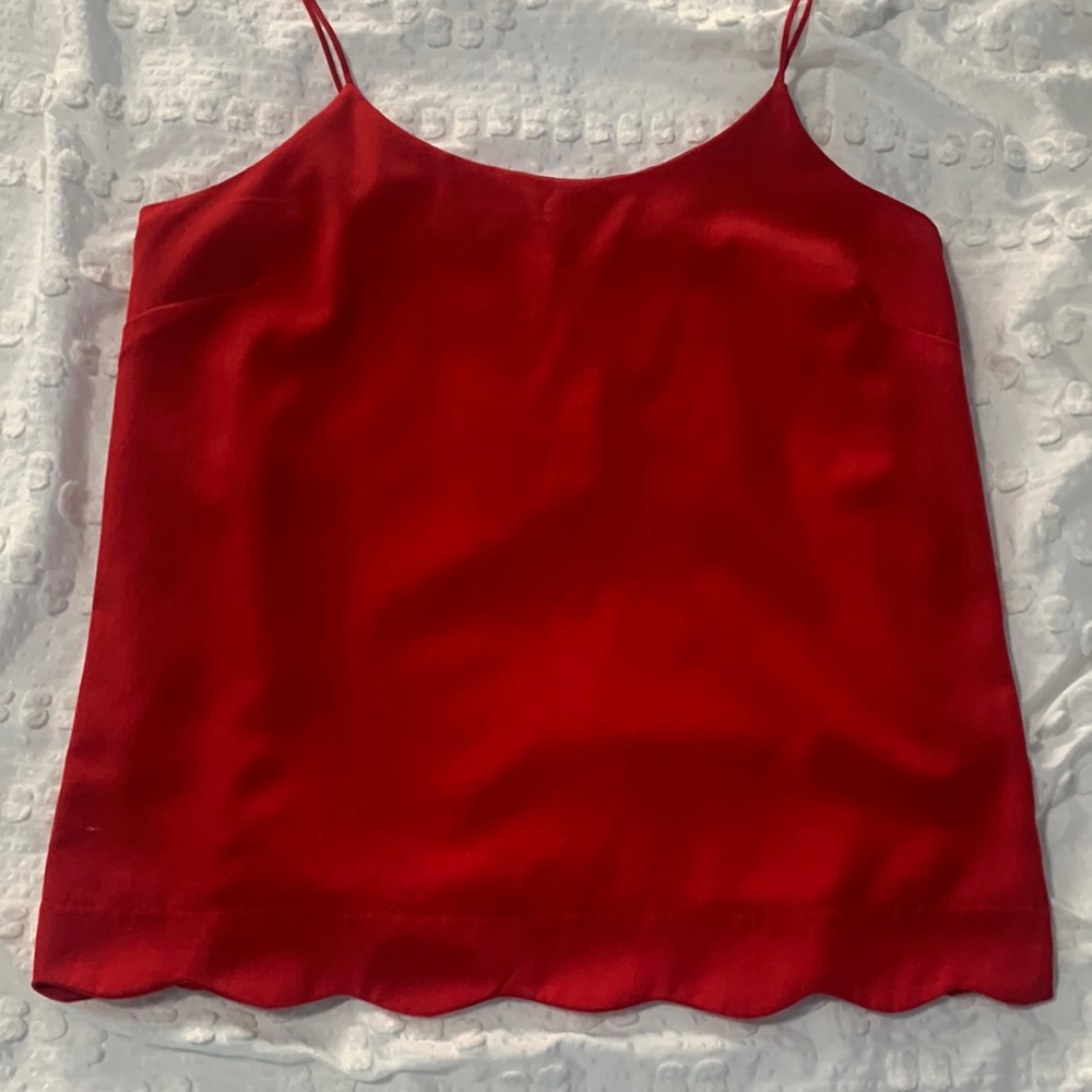 Red scalloped tank top